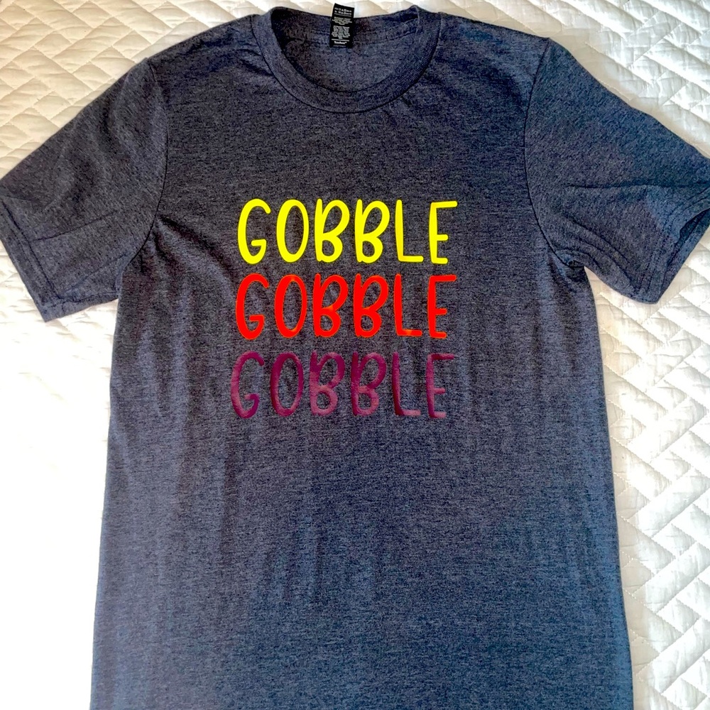 Dark Heathered grey “Gobble Gobble Gobble” Thanksgiving t-shirt